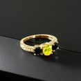 thumbnail image 3 of Gem Stone King 2.02 Ct Oval Canary Mystic Topaz Black Diamond 18K Yellow Gold Plated Silver Moissanite Ring (Size 9), 3 of 4