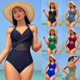 thumbnail image 2 of ZHAOCHENG Traje de baño de una pieza para mujer, bikini de malla de color sólido, 2 of 4