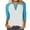 Blue, variant on T Shirts For Women Fashion Tees Tops Patchwork 3/4 Sleeve Half Button V Neck Layer Clothes