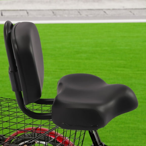 Tricycle Saddle Seat Pad with Back Rest, Black, Wide, Comfort Backrest Bike Seat for Outdoor