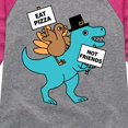 thumbnail image 3 of Instant Message - Eat Pizza Turkey Dino - Toddler & Youth Girls Raglan Graphic T-Shirt, 3 of 6