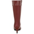thumbnail image 2 of BLISSFUL STEP Women's Pointed Toe Kitten Heel Knee High Boots Burgundy 9, 2 of 7