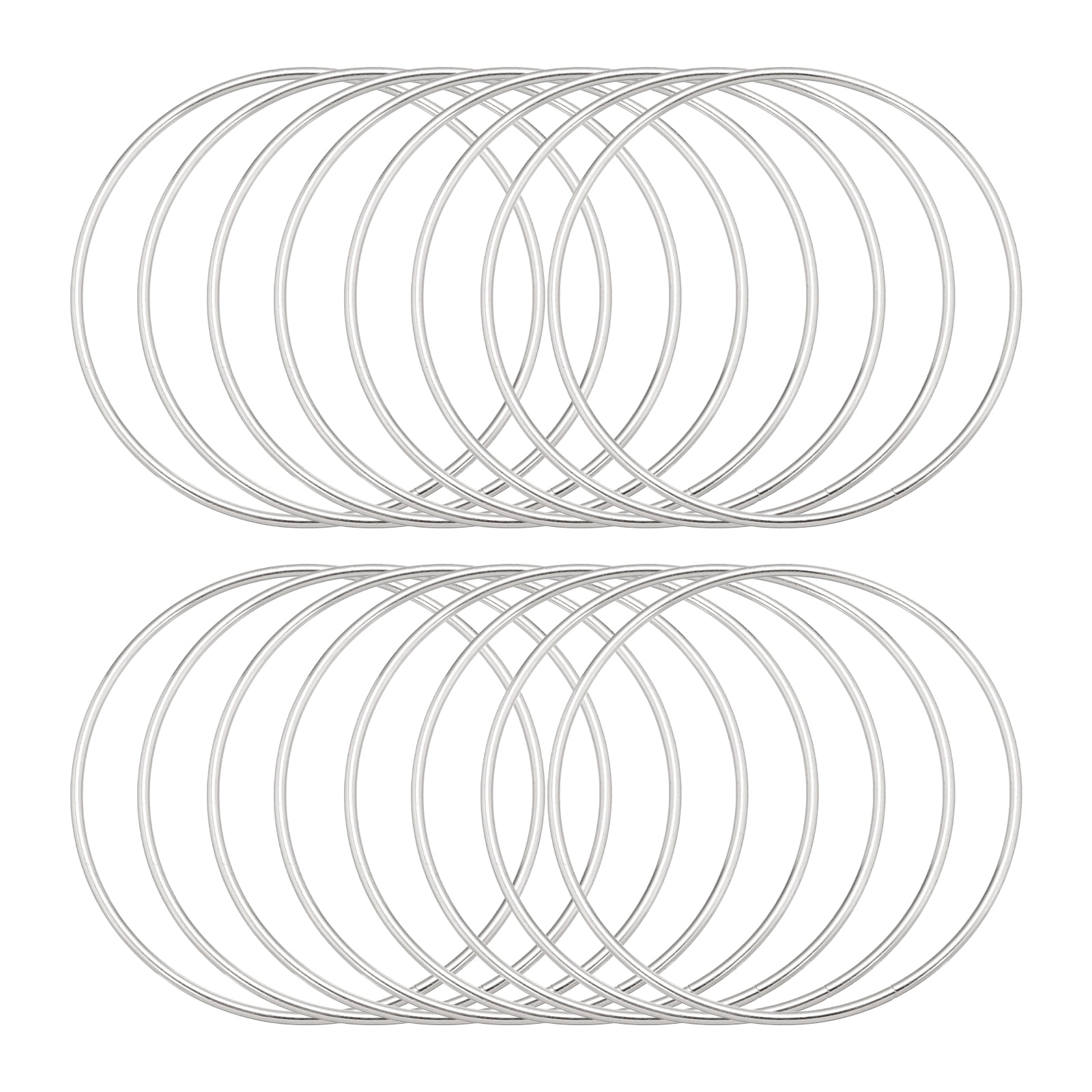 Uxcell 16Pcs Dream Catcher Rings, 4.3" Metal Hoops for Crafts Wreath Hoop Rings for Wall Hanging Crafts Home Decorations DIY Wedding Wreath Decor, Silver 4.1"
