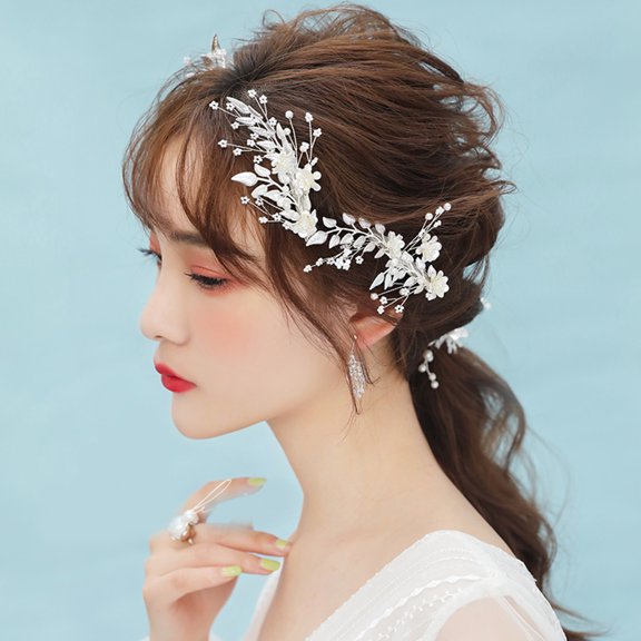 Homoyoyo 2 Pcs Wedding Leaf Hairpin Set Handmade Bridal Hair Accessories for Women Party and Special Occasion