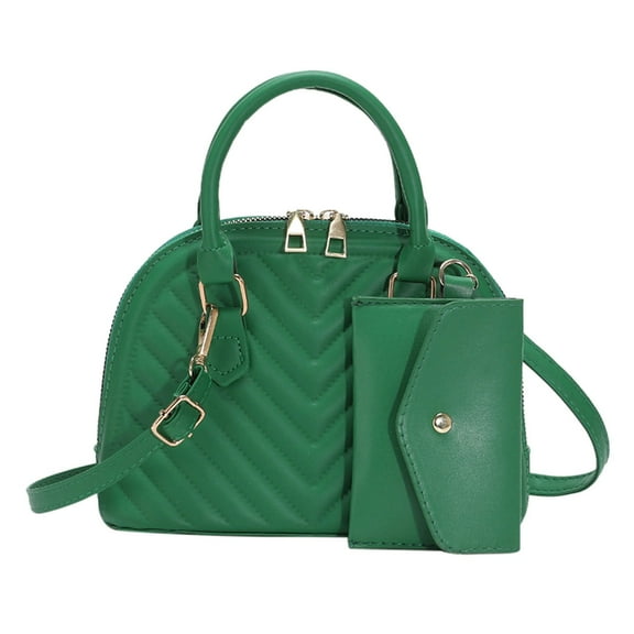 JeashCHAT Women's Purses and Handbags, Small Crossbody Bag with Wallet, Top Handle Satchel Shoulder Bag, Ladies Fashion Leather Double Zipper Messenger Tote Bag, Green