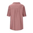 thumbnail image 4 of Women Work Blouses Notch V Neck Button Down Shirt V Neck Short Sleeve Pleated Tunic Tops Solid Basic Office Blouse, 4 of 5