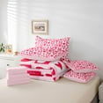 thumbnail image 6 of Homewish Kawaii Pink Loves 7-Piece Bedding Comforter Set,Modern Geometric Checkered King Bedding Sets,Pink White Bed Sheets For Girl Teens,Ultra Soft Home Decor Reversible, 6 of 8