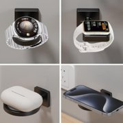 3-in-1 Charging Stand for Watch Phone Earbuds, Wall Mount ABS Organizer, Space Saving