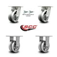 thumbnail image 2 of 4 Inch Kingpinless V Groove Semi Steel Wheel Caster Set 2 Swivel Locks 2 Rigid, 2 of 2