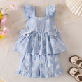 thumbnail image 2 of RMGVDSD Baby Girl Clothes Floral Print Toddler Girls Summer Outfit Sleeveless Ruffle Shirt Tank Tops And Shorts Two Piece Sets Toddler 3-4 Years, 2 of 6