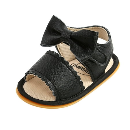 

Binmer Baby Boys Girls Bow Sandals Soft Non-Slip Rubber Sole Summer Flat Walking Shoes