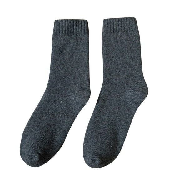 EnJoCho Cozy Crew Socks For Women, Womens Socks In Autumn And Winter Plus Velvet Padded Warm Towel Socks Solid Color Ladies Long Cotton Socks