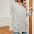 thumbnail image 2 of Long Sleeve Pullover Tops Women Plus Size Tunic Tops Women Casual Sweatshirts Solid Crew Neck Sweatshirt Split Long Sleeve Tops, 2 of 9