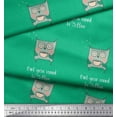 thumbnail image 2 of Soimoi Green Rayon Crepe Fabric Text & Owl Cartoon Print Sewing Fabric Yard 46 Inch Wide, 2 of 3