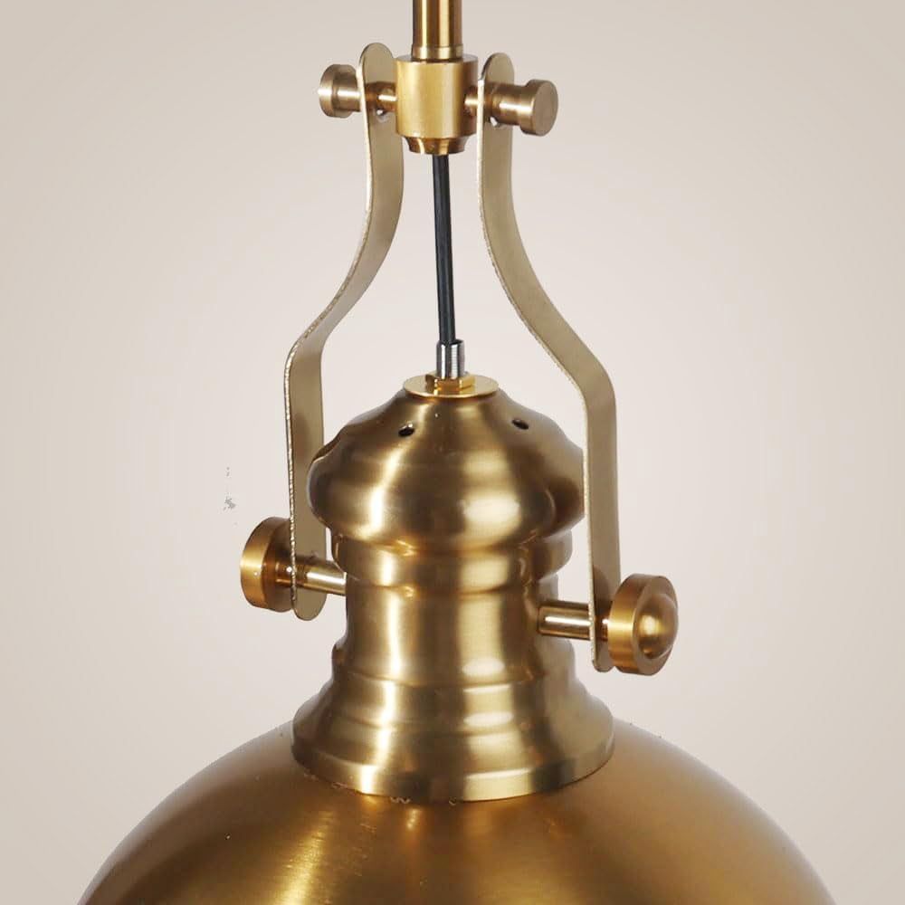 Hesmind Ceiling Pendant Light with Dia 12" Metal Shade and Diffuser Industrial Pendant Light Fixture for Kitchen Island Gold Farmhouse Pendant Light for Pool Tables Rod Hanging Pendant Fixture