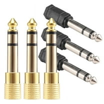 6 Pieces Headphone Adapter 6.35 mm(1/4 inch) Male to 3.5 mm(1/8 Female Stereo Audio Earphone Jack Adapter, Black/Gold Plated
