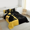 thumbnail image 3 of jejeloiu Cute Cartoon Cat Queen Comforter Set,Kawaii Kitten Loves Bedding Sets,Yellow Black Bedding Comforter Set For Girls Kids,Breathable Home Decor Reversible,3pcs, 3 of 8