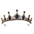 thumbnail image 1 of Tiara de cristal vintage para mujer, corona de diamantes de imitación, accesorios para el cabello de boda (negro), 1 of 5