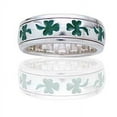 thumbnail image 2 of Sterling Silver Green Irish Shamrock Three-Leaf Clover Meditation Spin Band Ring, 2 of 3