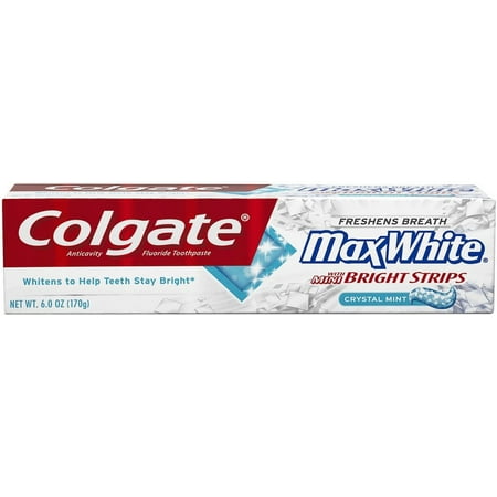 Colgate MaxWhite Toothpaste With Mini Bright Strips Crystal Mint, 6 oz