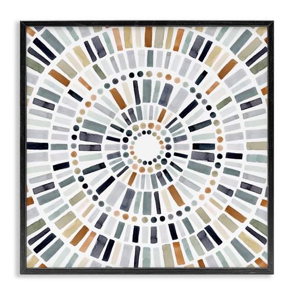 Stupell Industries Eclectic Abstract Rustic Mosaic Circle Black Framed Giclee Art, 12 x 12, by Victoria Barnes