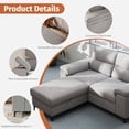 thumbnail image 6 of 71" Loveseat Sofa with Storage Ottoman Adjustable Armrest L-Shaped Sectional Couch for Living Room Gray, 6 of 11