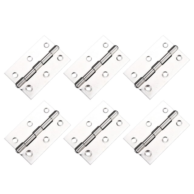 Bisagra a tope plegable de metal grueso de 6 piezas para armario de puerta de gabinete, plateada