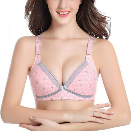 

Clearance! No Steel Ring Gathers Nursing Bra Cozy Lace Front Button Pregnancy Breastfeeding bra for Pregnant women Underwear clothing