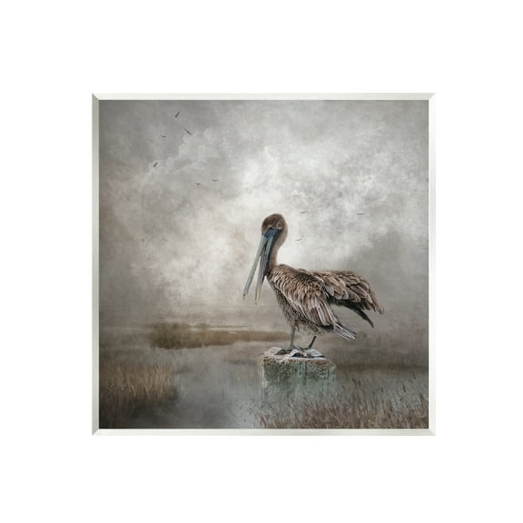 Stupell Pelican Bird Waterside Marsh Animals & Insects Photography Wall Plaque Unframed Art Print Wall Art
