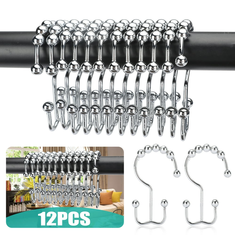 TSV 12PCS Shower Curtain Hooks Rings, Stainless Steel Shower Curtain