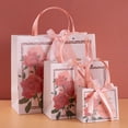 thumbnail image 2 of Bolsa de regalo de cartulina con estampado floral rosa, 3 bolsas de transporte, 2 of 2