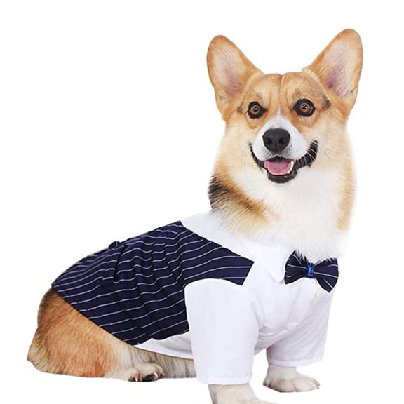 Dog Shirt Pet Tuxedo Clothes, Suit Bow Tie Graduation Costumes, Dogs Formal Apparel Outfit with Tie, Puppy Wedding Bow Tie Gentleman Jacket for Small Medium Dogs Cats
