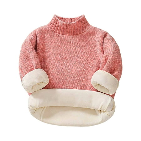 

FRSASU Clearance Autumn and Winter Medium and Large Boys Girls Round Neck Pullover Plush Thickened Sweater