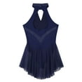 thumbnail image 4 of CHICTRY Womens Halter Backless Figure Skating Dress Sparkling Rhinestone Gymnastics Skirted Leotard Navy_Blue M, 4 of 7