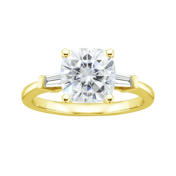Arista 1.33 ct Cushion cut Swarovski Diamond Engagement Ring in Yellow Plated Sterling Silver