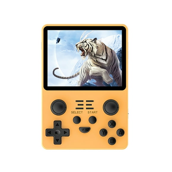 Powkiddy Portable Powkiddy RGB20S Handheld Gaming Console with 3.5-Inch IPS Display, 16GB System Card + 64GB Game Card (Over 15,000 Games), 3.5mm Audio Jack, Orange Color