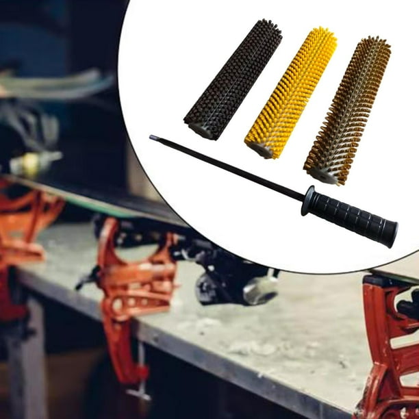 Kit de cepillos para esquís Mantenimiento Fácil de manejar Eficiente Práctico Juego de cepillos para snowboard portátiles con mango de eje 30 centímetros