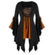 thumbnail image 1 of Puntoco Mujeres Halloween Gothic Criss Cross Lentejuelas Insertar Mariposa Manga Camiseta tops Puntoco Puntoco-1166, 1 of 4