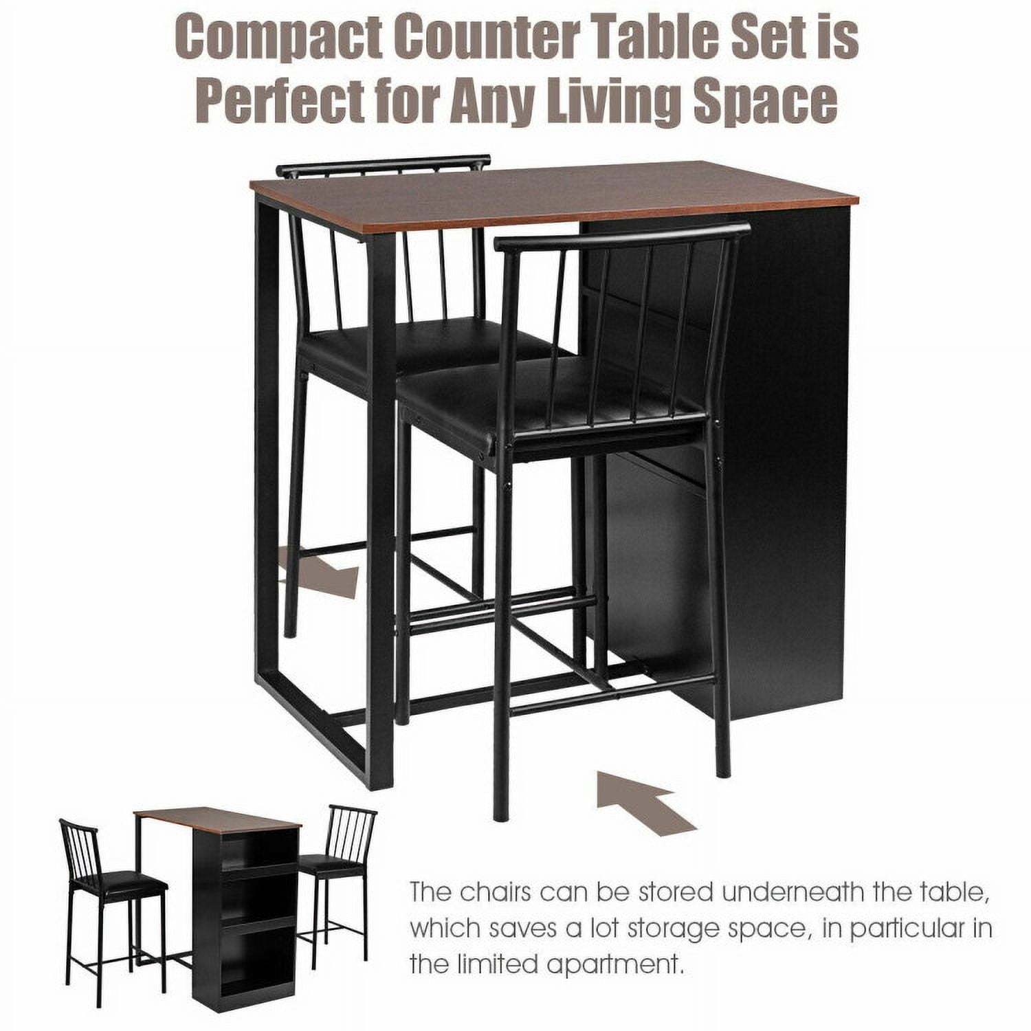 Finihen Dining Set, Dining Table Set, 3 Piece Counter Height Pub, for Home, Restaurant, Brown Finihen Dining Set, Dining Table Set, 3 Piece Counter Height Pub, for Home, Restaurant, Brown