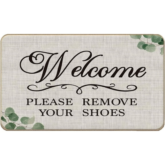Please Remove Your Shoes Mats for Front Door Entry Front Porch Doormat Non-Slip Carpet Rugs Floor Mat Decorative for Home Bathroom Kitchen Indoor 20x32 Inch