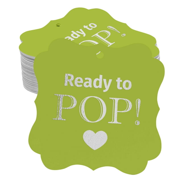 Inkdotpot Real Silver Foil Ready To Pop Baby Shower Tags Favor Bracket Shape Hang Pack Of 100 Paper Tags