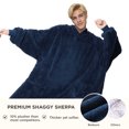 thumbnail image 2 of Cozy Comfort Wearable Blanket Hoodie, Sherpa Soft Solid Print Pullover Sweatshirt, Charcoal, 2 of 6