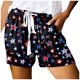 thumbnail image 1 of Pantalones cortos con cordón y cordones con bolsillos sueltos informales con estampado del Día de la Independencia para mujer Pompotops ulkah937247, 1 of 7