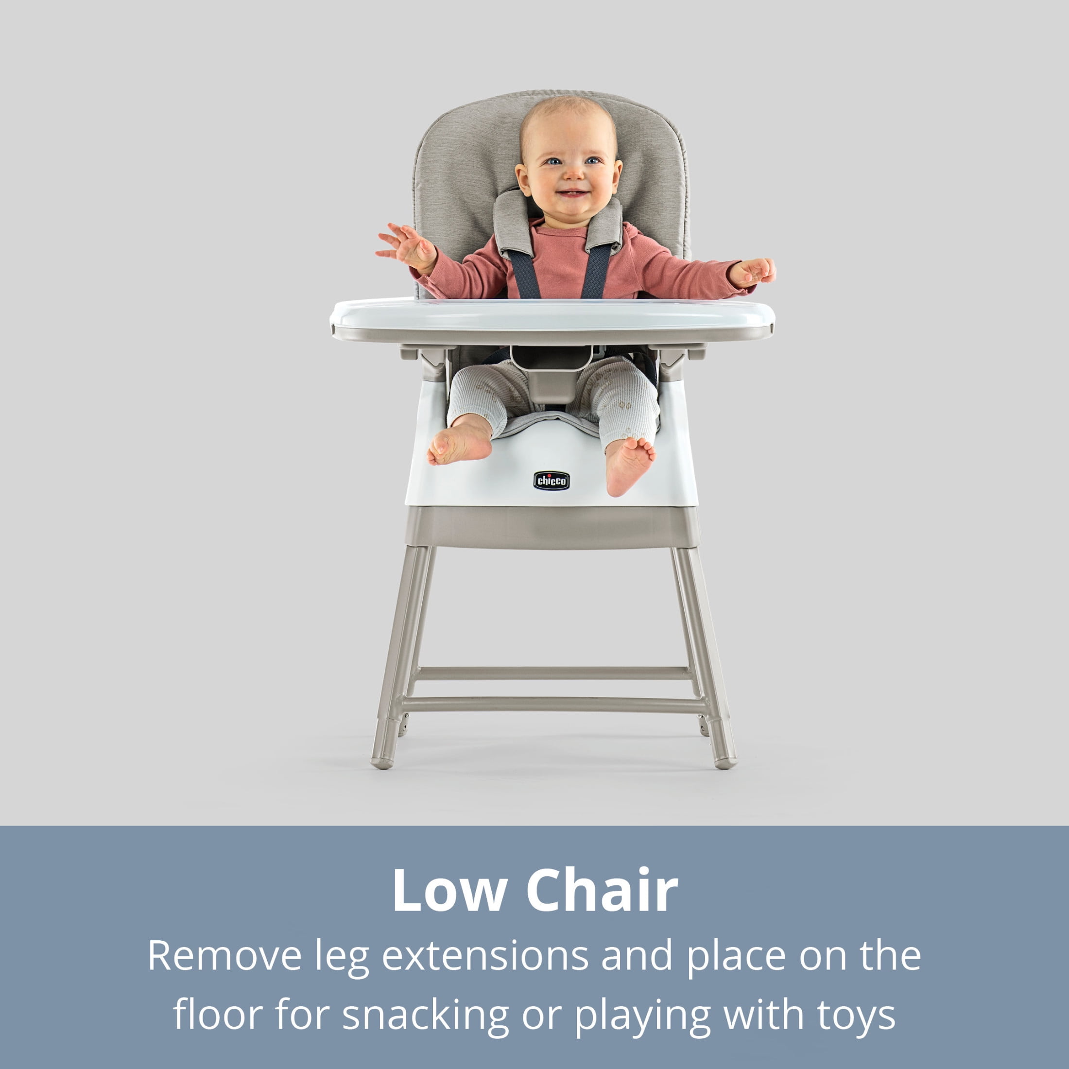 Chicco Stack Hi-Lo 6-in-1 Multi-Use High Chair, Booster and Stool with Tray - Sand (Beige), New