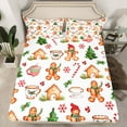 thumbnail image 2 of Manfei Lovely Gingerbread House Bed Sheets,Christmas Floral Tree King Sheets,Red Snowflake Candy Cane Sheet Set For Girl,Super Cozy Room Decor,4pcs, 2 of 7