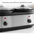 thumbnail image 4 of OVENTE Double Slow Cooker, Buffet Server and Warmer with Two 1.5Qt Removable Ceramic Pot, Adjustable Temperature Control and Tempered Glass Lid for Parties, Gatherings and Holidays, Silver SLO215BR, 4 of 10