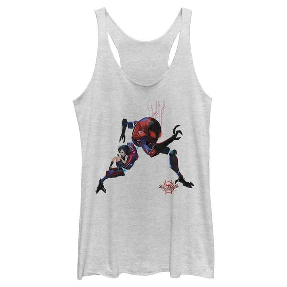 Women's Marvel Spider-Man: Into the Spider-Verse Peni Parker Suit  Racerback Tank Top White Heather Small
