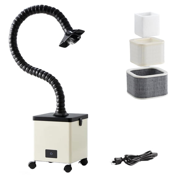 100W Soldering Fume Extractor with 3-Stage Filtration，240 m³/h Smoke Absorber for Welding, Engraving & Beauty Salons，Portable Air Purifier with Flexible Hose
