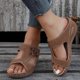 thumbnail image 4 of Womens Casual Summer Orthopedic Sandals Comfortable Walking Sandals Beach Flip Flops PU Leather Hollow Platform Sandals for Women, 4 of 5