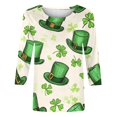 thumbnail image 4 of YWDJ Green 3/4 Length Sleeve Womens Tops St Patricks Day with Crew Neck Polyester Casual St. Patricks Day Blouse Tops for Irish Themed Gifts M, 4 of 5